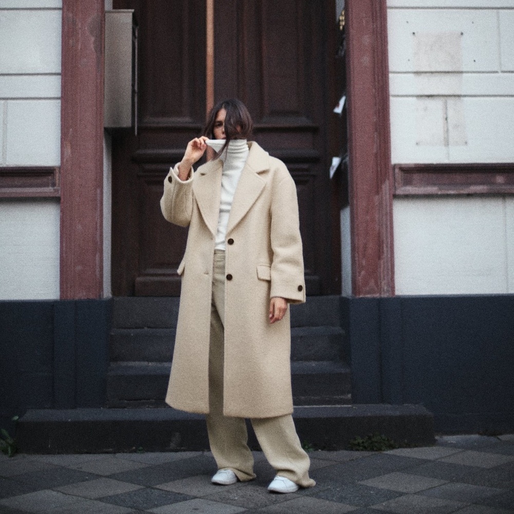 Zara Cream Trench Coat for Women Size Large